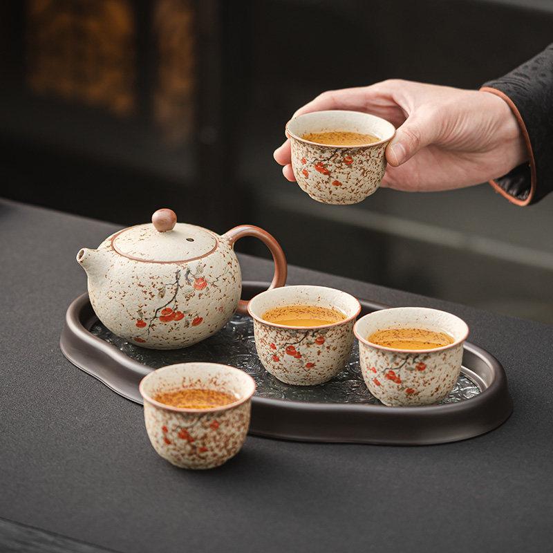 Firestone Gaiwan Tea Set: High-End Ceramic Teapot, Teacup, Handle Kettle for Home or Office Tea Brewing.