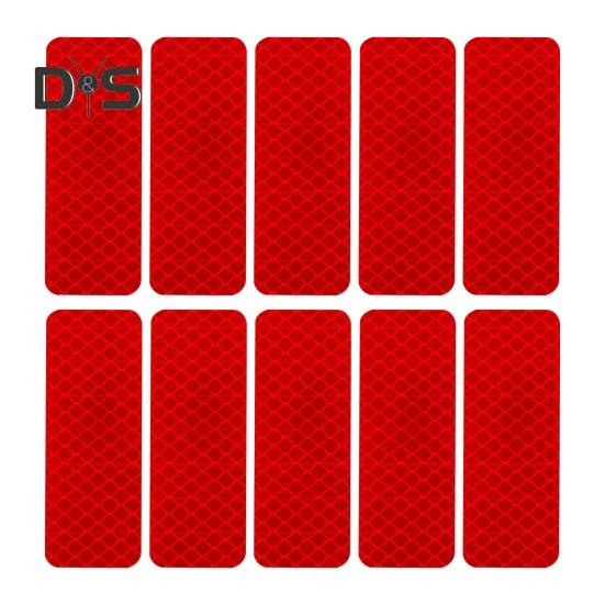 

10 шт. светоотражающие наклейки для автомобиля, водонепроницаемые, устойчивые к УФ-излучению, самоклеящиеся, сильная липкость, светоотражающие наклейки для обеспечения ночной видимости красный