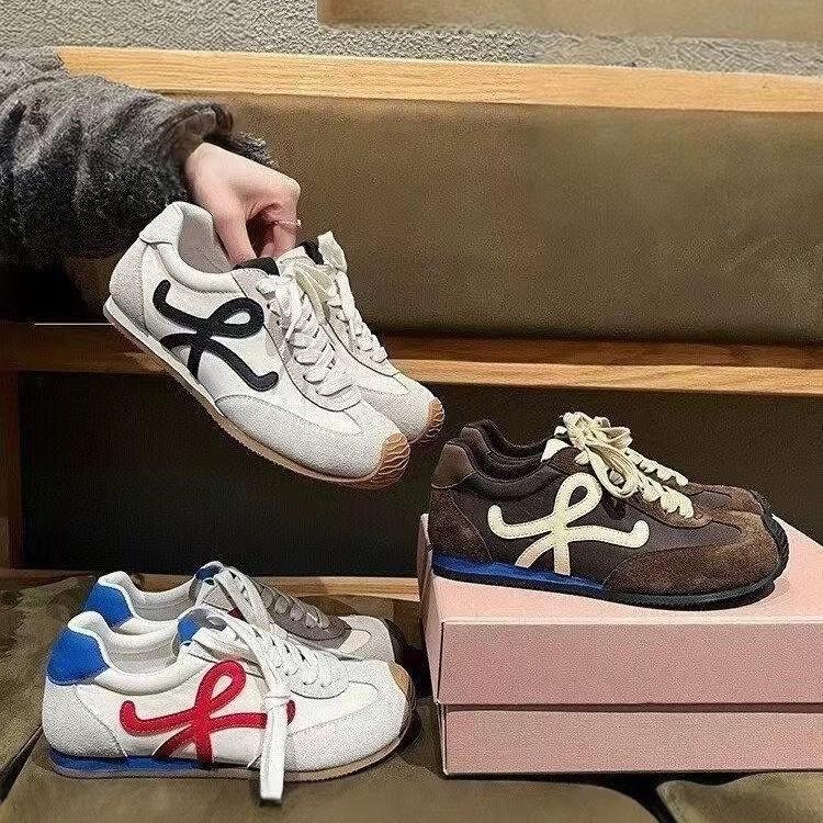 

Women s spring new waffle ballet casual shoes retro platform color matching 35