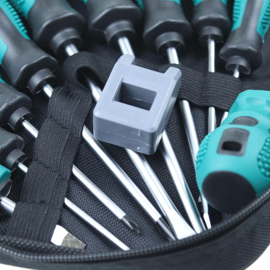 9-Piece Magnetic Crosshead & Slotted Screwdriver Set with Tool Bag