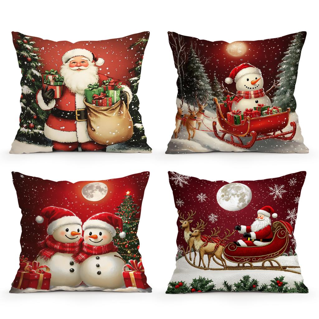 Santa Claus Cushions Pillowcase Polyester Cushion Cover Throw Pillow Sofa Decoration Pillowcover Home Car Sofa Decor