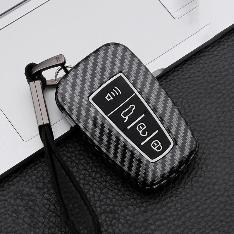 Carbon Fiber Auto Key Fob Case Cover Fit For Toyota C-Hr Chr Rav4 Rav 4 Corolla Camry Avalon Land Cruiser Prado Prius