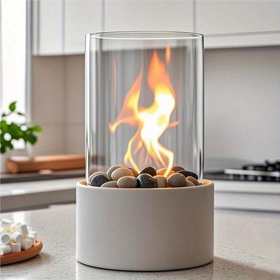 Tragbarer Tisch-Mini-Kamin mit Kieselsteinen für moderne Heimdekoration, Geschenk für Geburtstag, Zusammenkünfte & Hochzeiten