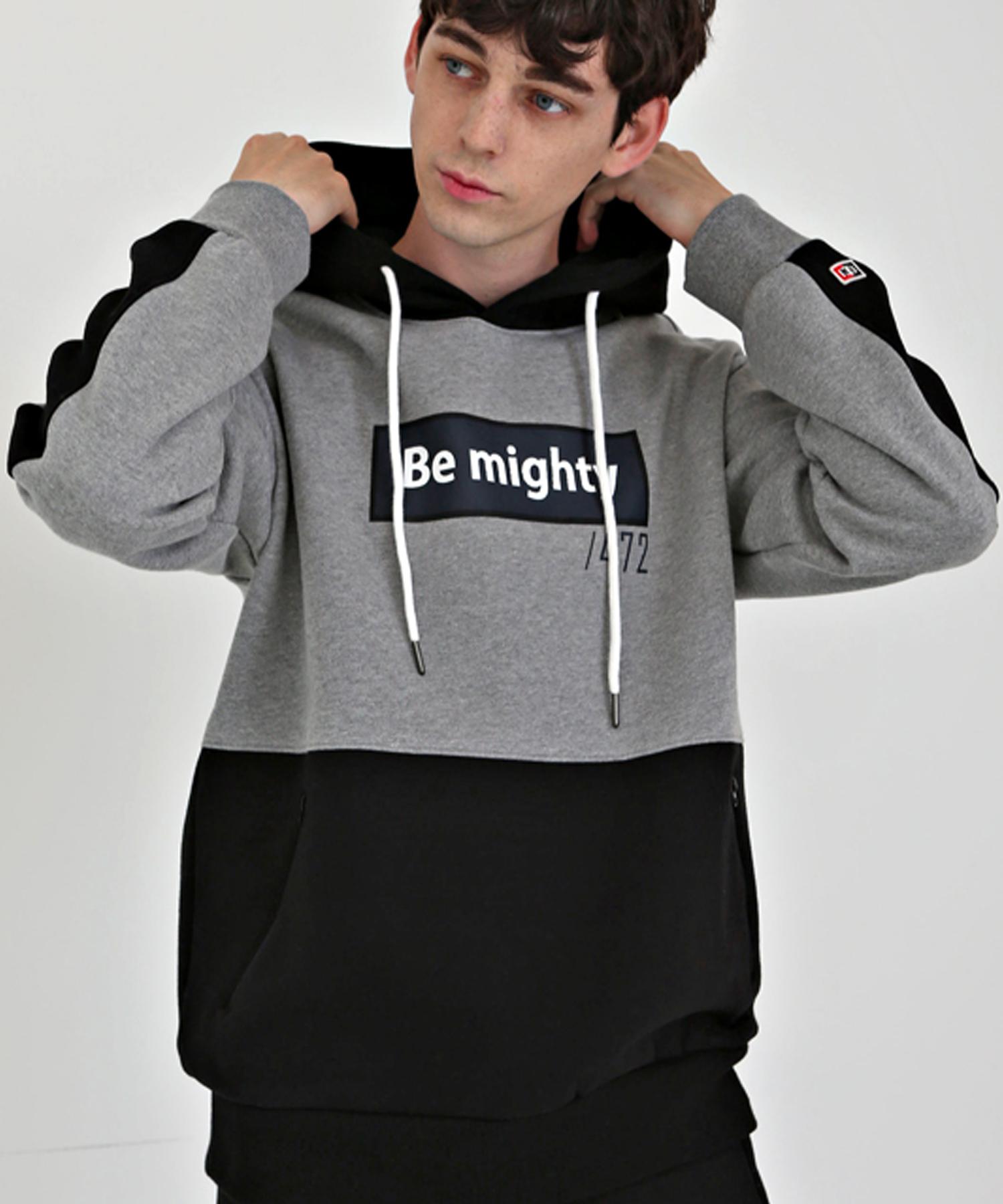 B Mighty Top & Bottom Cut Oversized Fleece Hoodie Gray Gray/L
