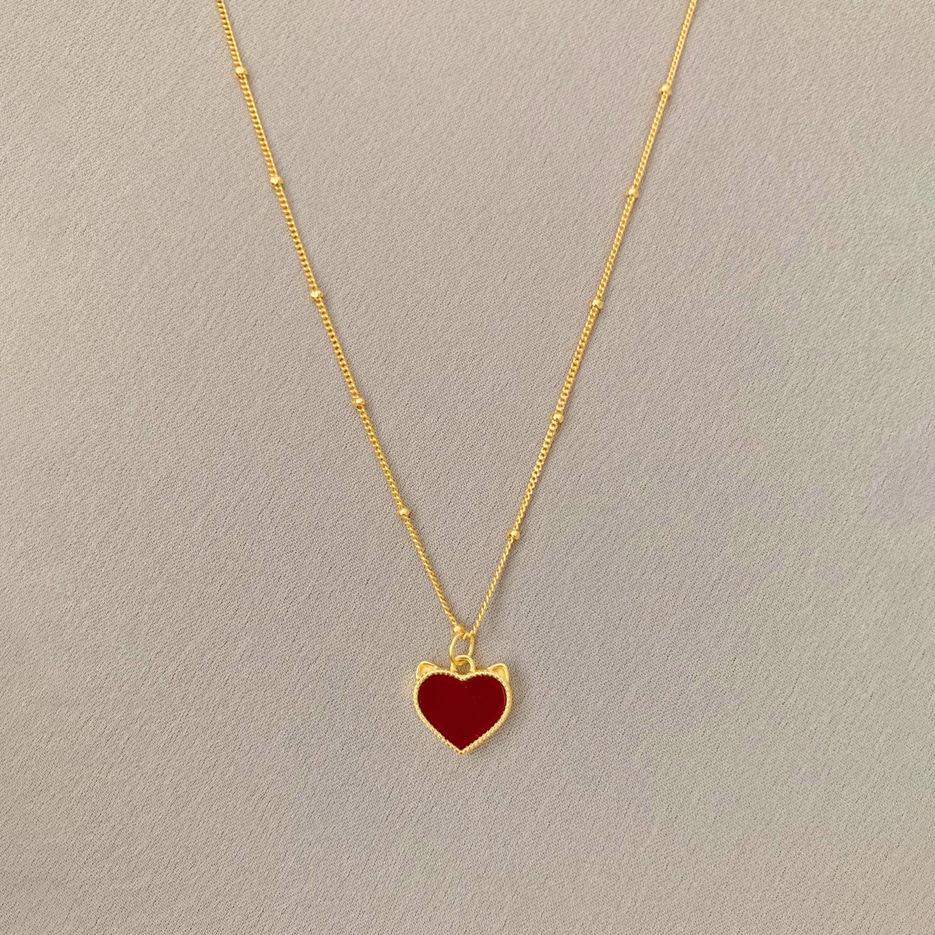 

Ожерелье с подвеской в виде красного сердца из стерлингового серебра 925 пробы для женщин - Модный французский винтажный дизайн 925 Silver