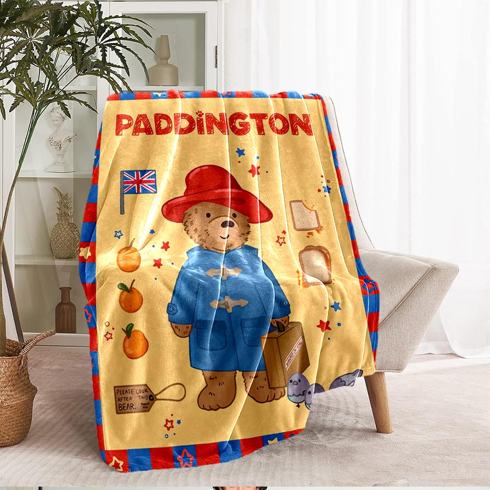 Paddington Bear Theme Printed Blanket - Perfect for Couch, Bed, Travel & Outdoor Use | Machine Washable, Cozy & Durable.