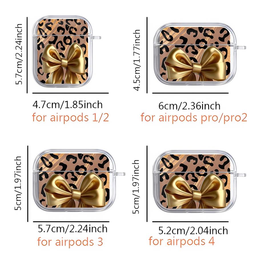 Clear Earphone Cases Cover Case For Airpods Pro Pro2 4 Pro3 2 1 3 Leopard Print Bow