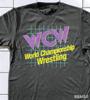 Vintage 90s Wcw Wrestling Graphic Print Washed Black Cotton Crew Neck Short Sleeve Tshirt Casual Streetwear Sports Tops
