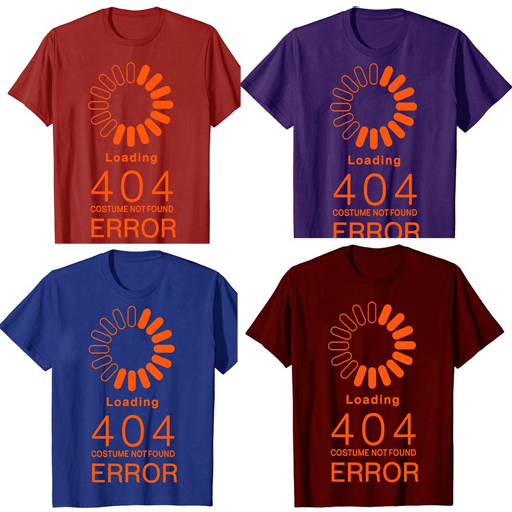 Error 404 Costume Not Found Funny Programmer Halloween Graphic T Shirts Men Women Pure Cotton Streetwear Tee Shirt Short Sleeve
