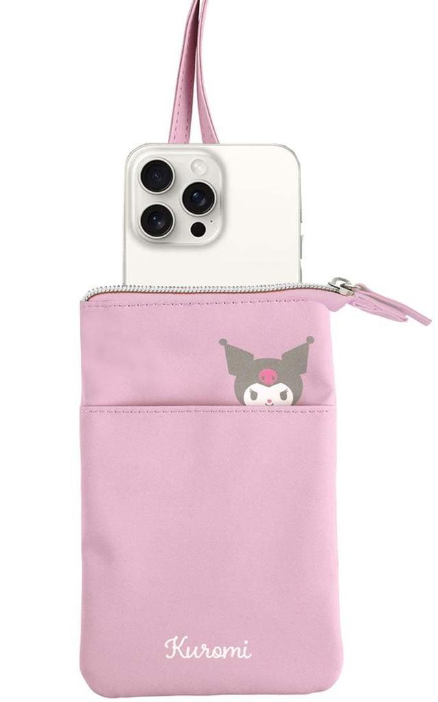 Bolsa de Ombro/Pescoço Transversal para Smartphone Skater, Estojo, Alça, Alça, Alça, Com Zíper, Kuromi, Sanrio, ZSP1-A