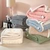 Knitted Heart Pattern Warm Throw Blankets Winter Soft Comfortable Double Sided Plush Thick Coral Velvet Blanket For Bed Safa