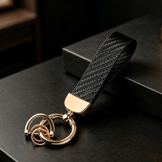 Keychain Pendant, Carbon Fiber Car Key Chain with Anti-Lost D-Ring, Universal Keychain for Men And Women