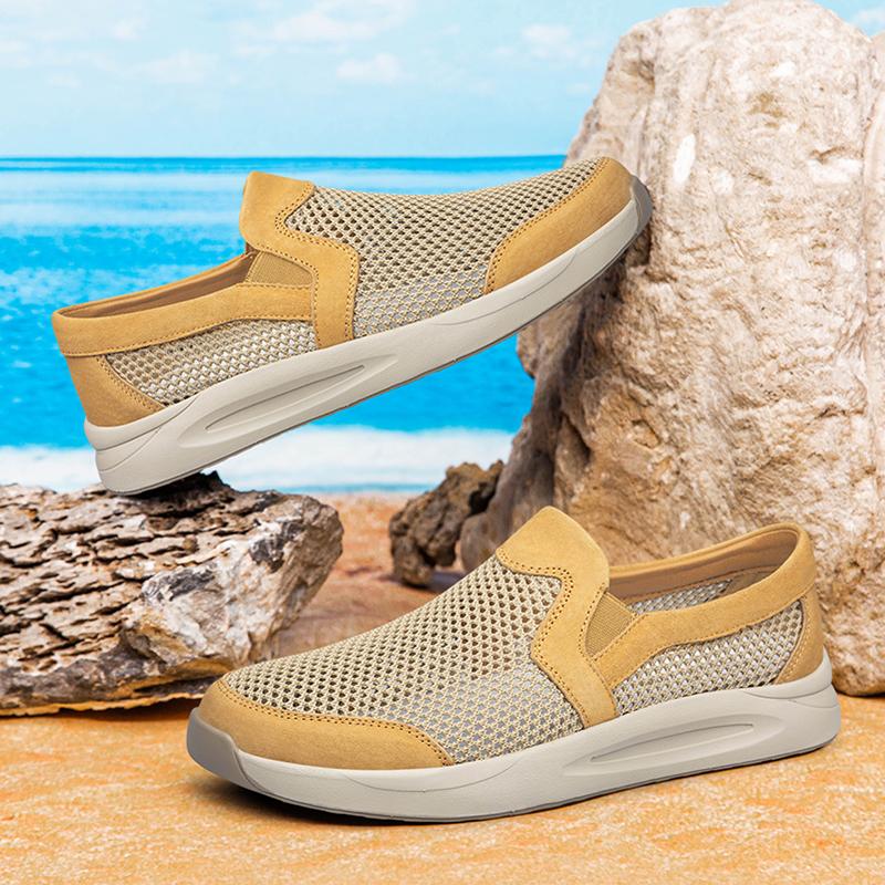 Sommer Mesh Sportschuhe Atmungsaktiv Bequeme Weiche Sohle Wander Freizeitschuhe Hochwertige Loafer Ausgehöhlte Lederschuhe_voghion.com