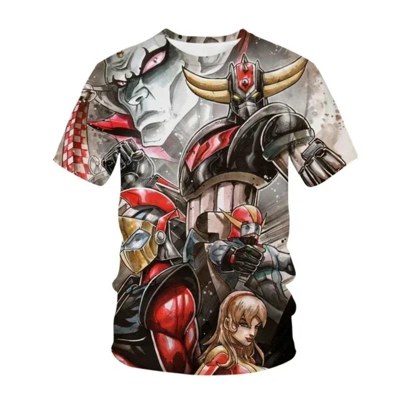 3D Animated Printed T-shirt for Men's Oversized Design Shirt, Grandizer, Robot, Harajuku Style, Goldorak Y2K Streetwear