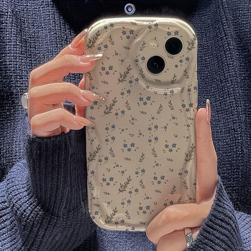 Cute Flower Leaves Wave Phone Case for IPhone 17 16 15 11 12 13 14 Pro Max for fPhone 14 15 16 Plus 16e 17e Shockproof Cover