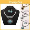 Etnisk Stil Simulering Ädelstensprydnad Dam Halsband och Örhänge Set För Män och Kvinnor