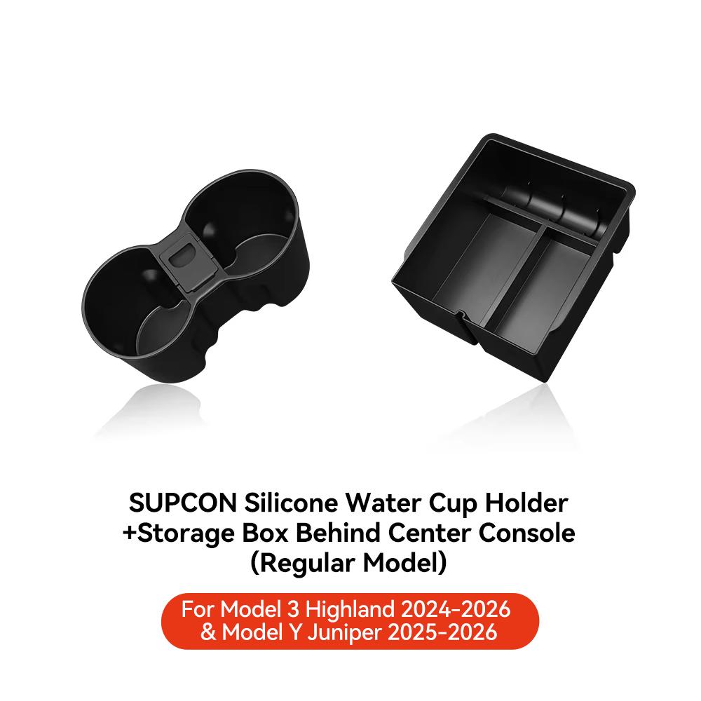 YZ For Tesla Model 3 Highland 2024 Model Y juniper 2025 Storage Box Center Armrest Hidden Box Cup Holder Organizer Accessories