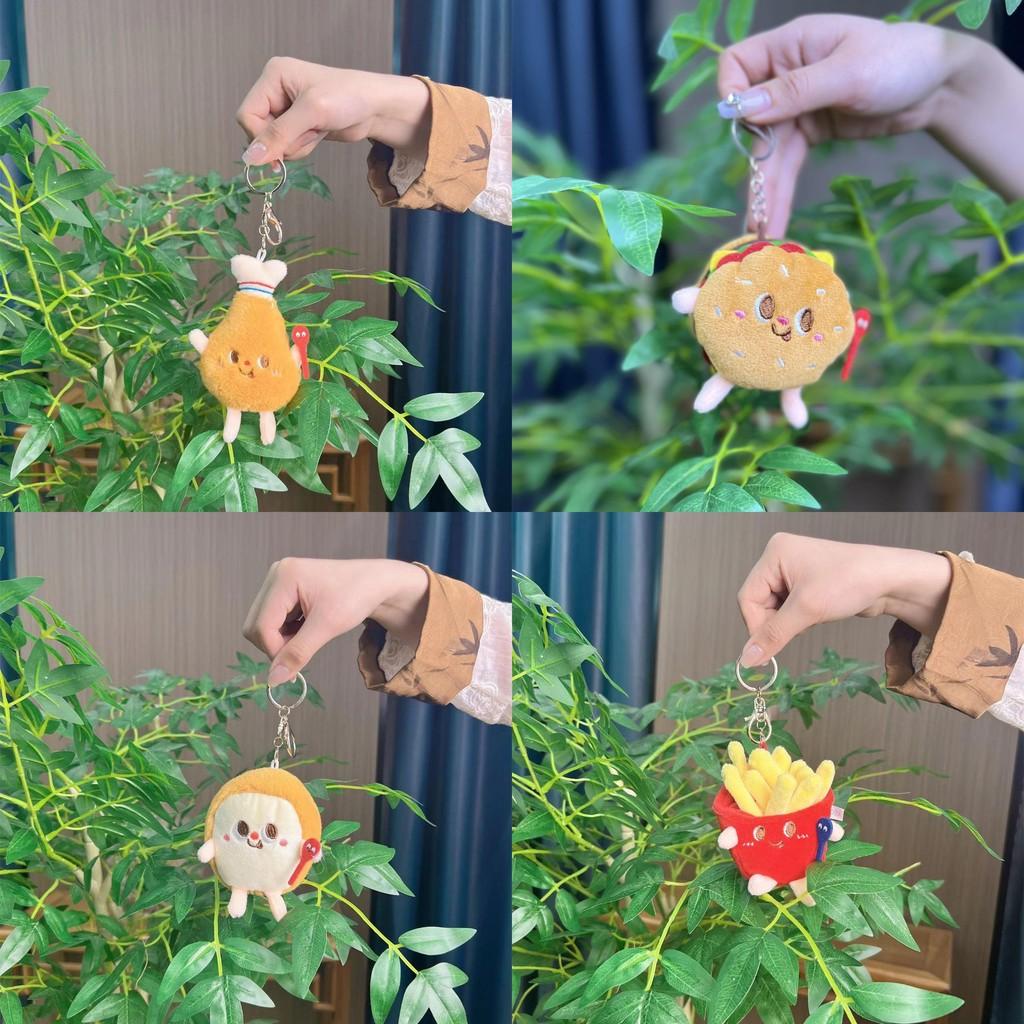 Charming Fast Food Plush Keychain Hamburger Fries Hot Dog Doll For Bag Accessory