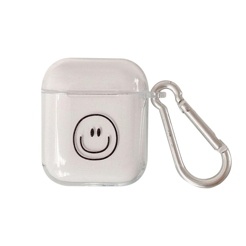 Painted smiley face through for AirPods 1 generation protective case Apple AirPods 1 earphones through black earphone case