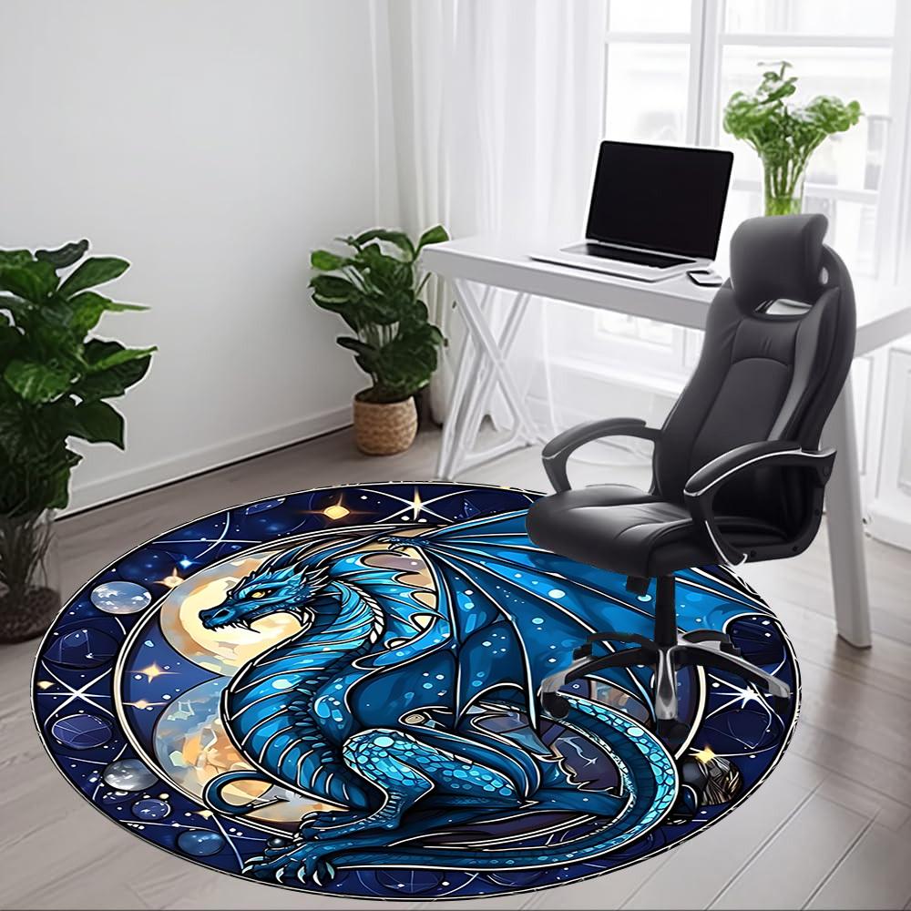 1pc Dragon Fantasy Office Round Area Rug, Under Office Chairs Bedroom Living Room Home Decor, Room Deco