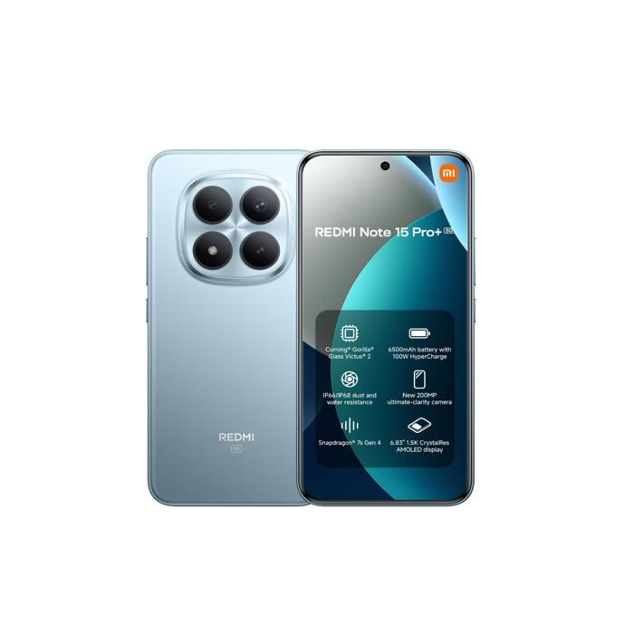 REDMI Note 15 Pro+ 5G Smartphone De 8+256G Bleu - Version Européenne - Chargeur Non Inclus - Neuf - EX - Very Good Condition