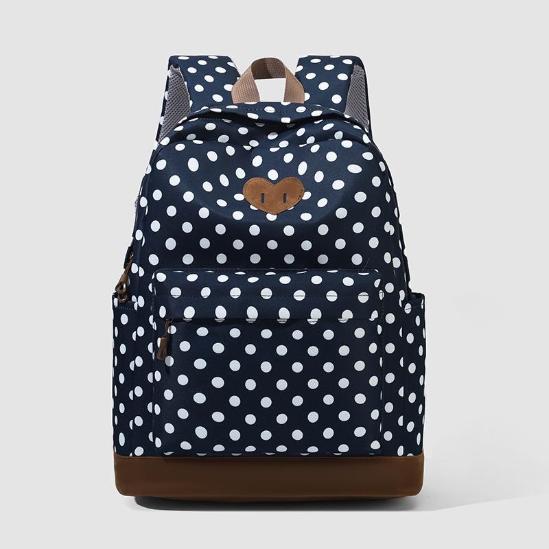 Zaino di alta qualità retrò letterario a pois Zaino per studenti delle scuole medie del campus Zaino casual semplice versatile da donna