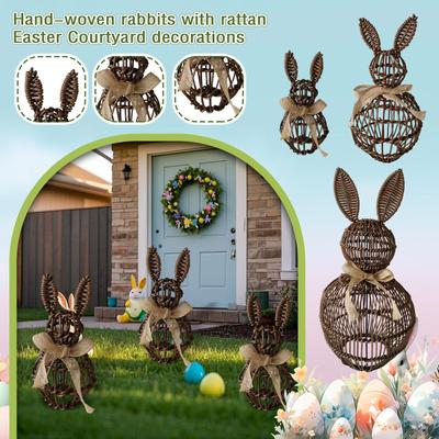 Handgefertigte Rattan-Geflecht-Osterdekoration für den Garten