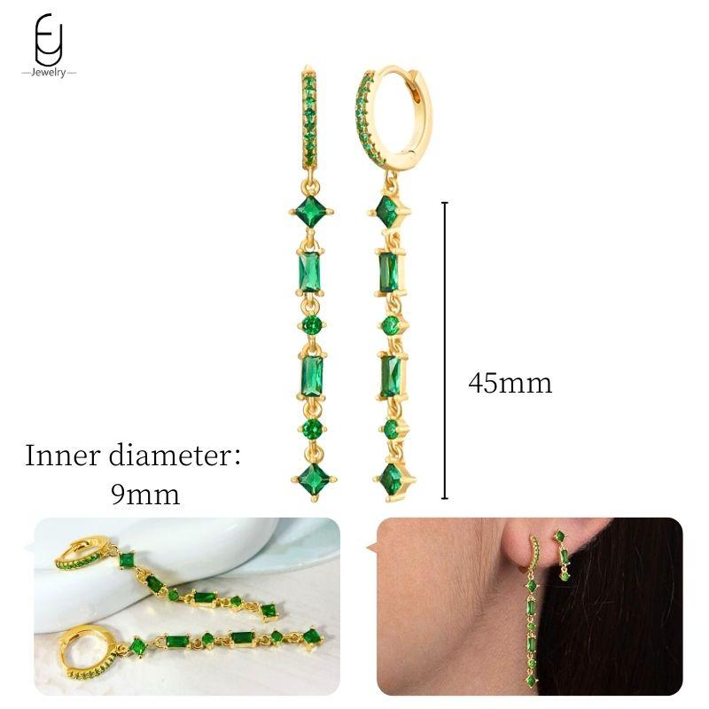 925 Silbernadel Grüne Zirkon Gold Ohrringe Herz Creolen für Damen Zarte Steckerohrringe Luxuriöser Schmuck Geschenke