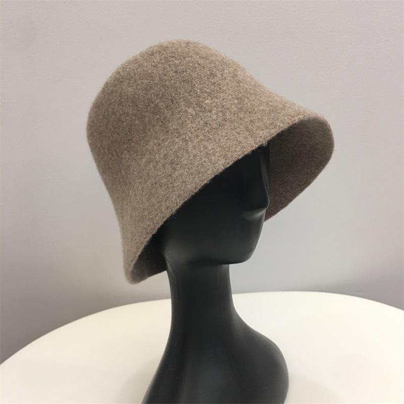 

Autumn and winter wool knitted bucket hat literary small fresh warm niche bucket hat M（56-58cm） хакі