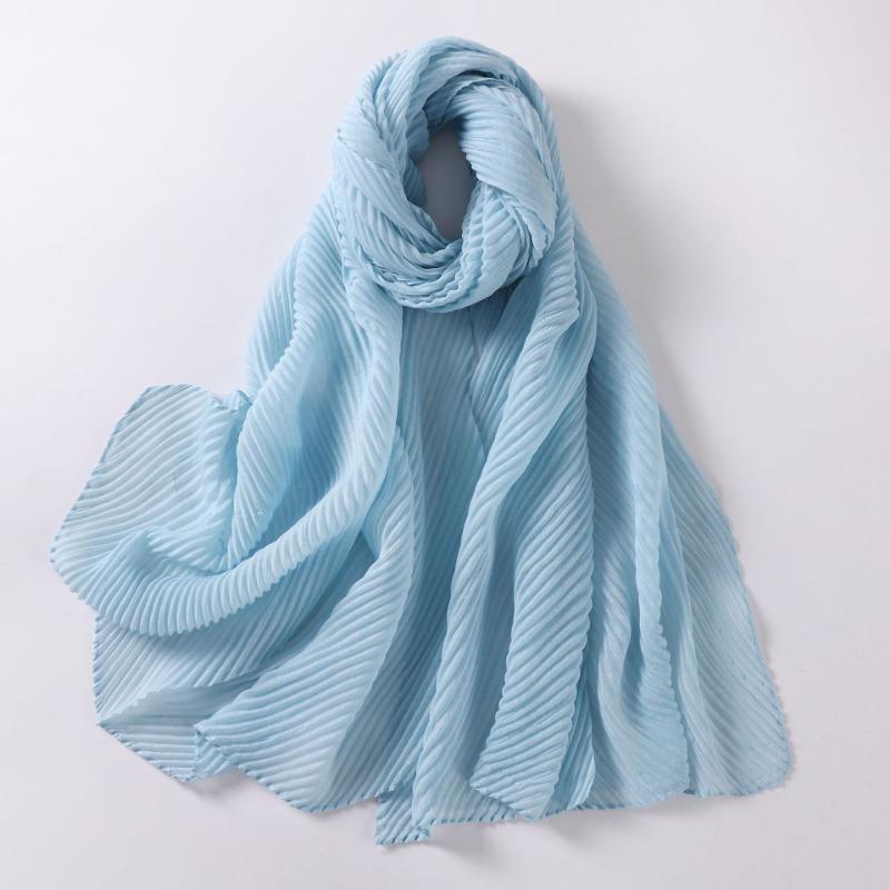 Large Size Pleated Hijab Scarf For Women Muslim Daily Wear