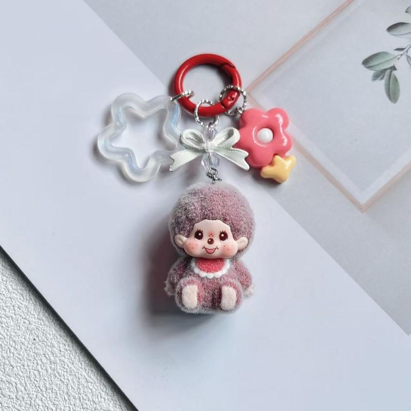 Cartoon Plush Monchhichi Keychain Pendant Cute Plush Monkey Pendant Phone Chain Decoration Monchhichi Mini Plush Bag Pendant