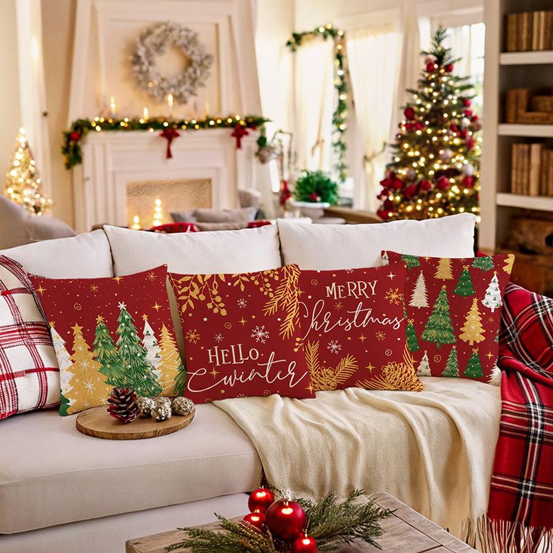 Pillowcase Christmas Print Sofa Decorative Cushion Cover Living Room and Bedroom Pillow Cover Festival Gift