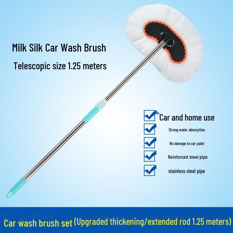 Telescopic Car Wash Brush with Soft Milk Silk Bristles
