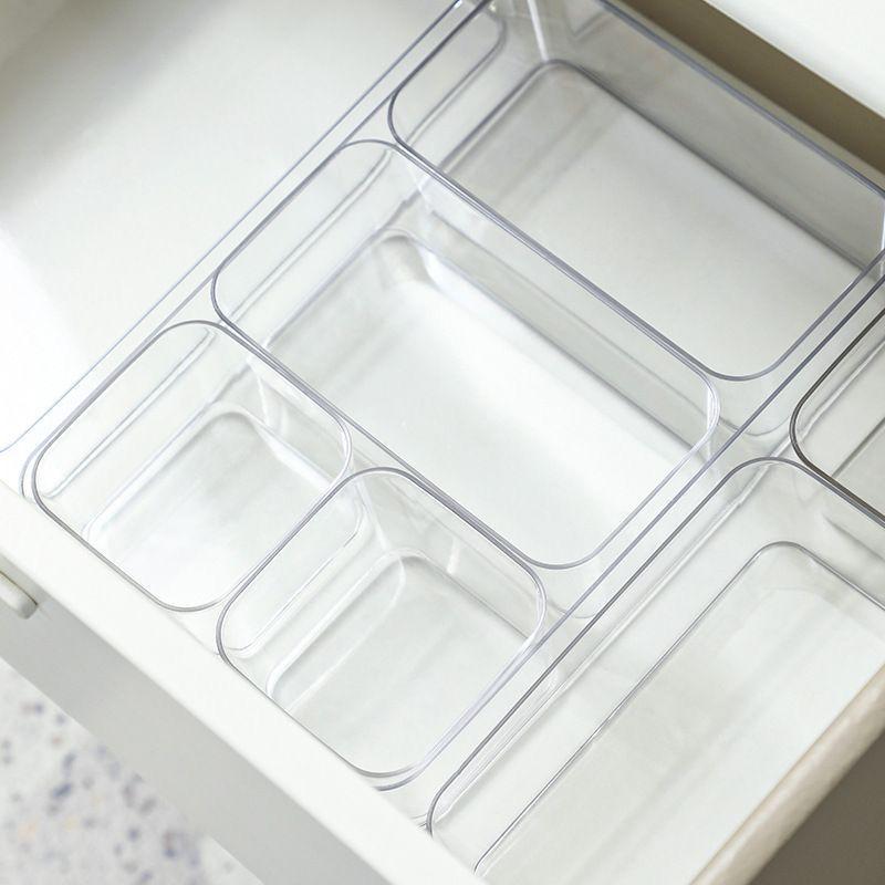 Transparent Acrylic Desktop Storage Organizer with Built-in Dividers and Drawer for Cosmetics and Sundries
