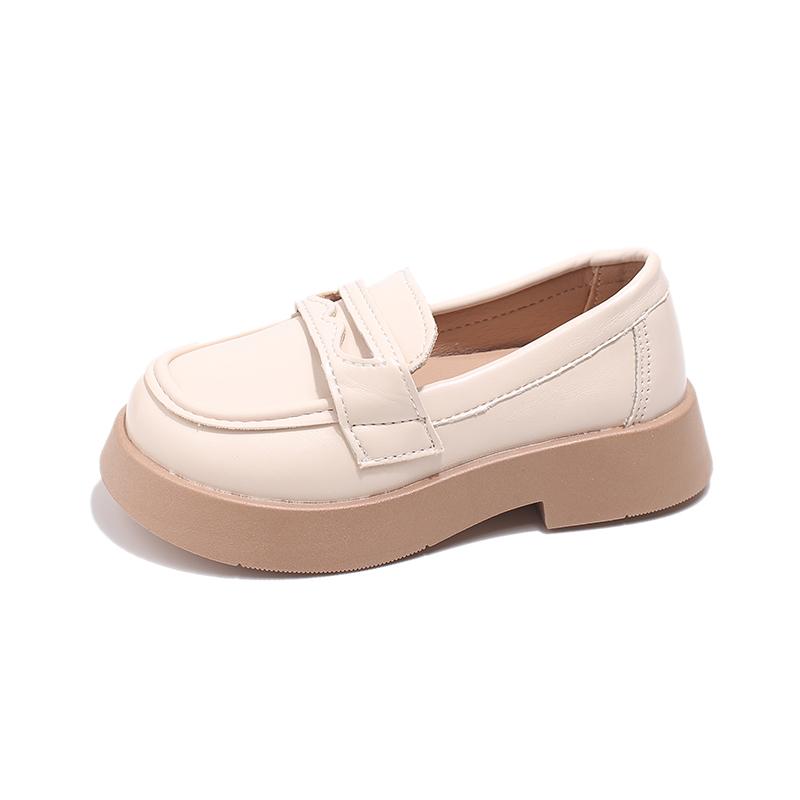 Children Performance Shoes Fashion Girls Leather Shoes for Party Wedding Slip-on Simple Kids Loafers All Match Spring Autumn