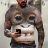 Summer New Men's T-shirt 3D Print Fun Gorilla Fashion Trend Street Comfortable Casual Top Round Neck Plus Size Short Sleeve