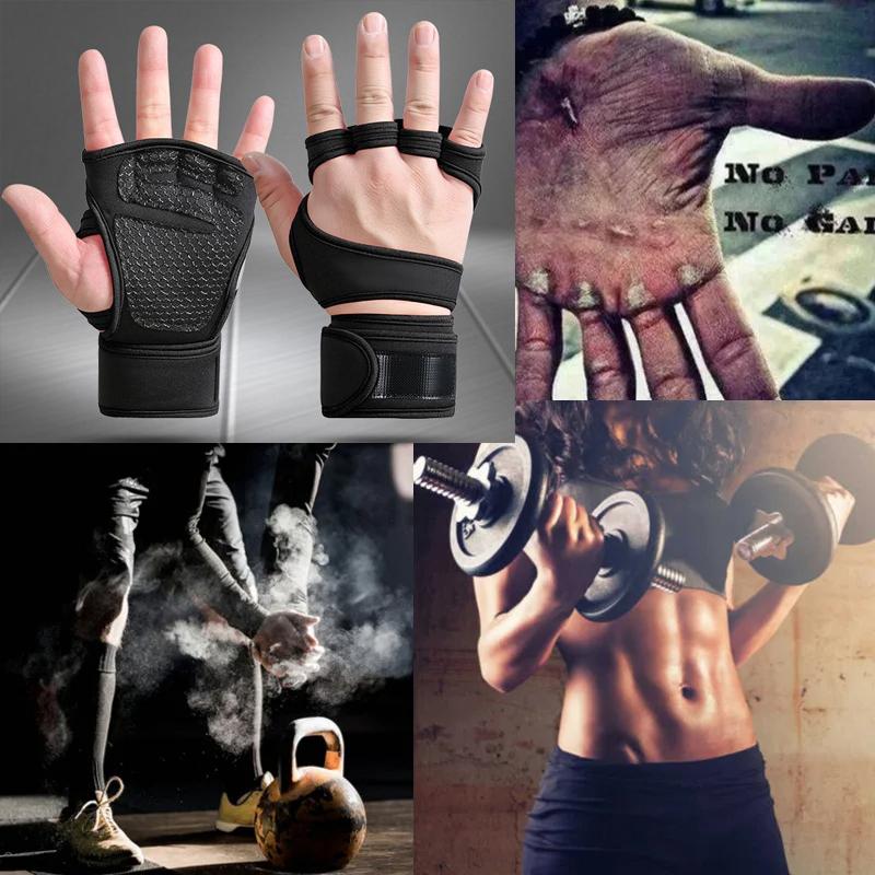 1 Pair Weightlifting Training Gloves For Men Women Fitness Sports Body Building Gymnastics Gym Hand Wrist Palm Protector Gloves