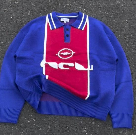 Unisex Jacquard Round Neck Knit Sweater - Street Style for Autumn/Winter Small