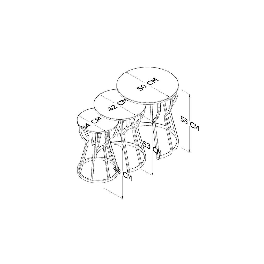 C Hourglass 3-piece Nesting Coffee Table Set Black Leg - Smoked Glass MDF