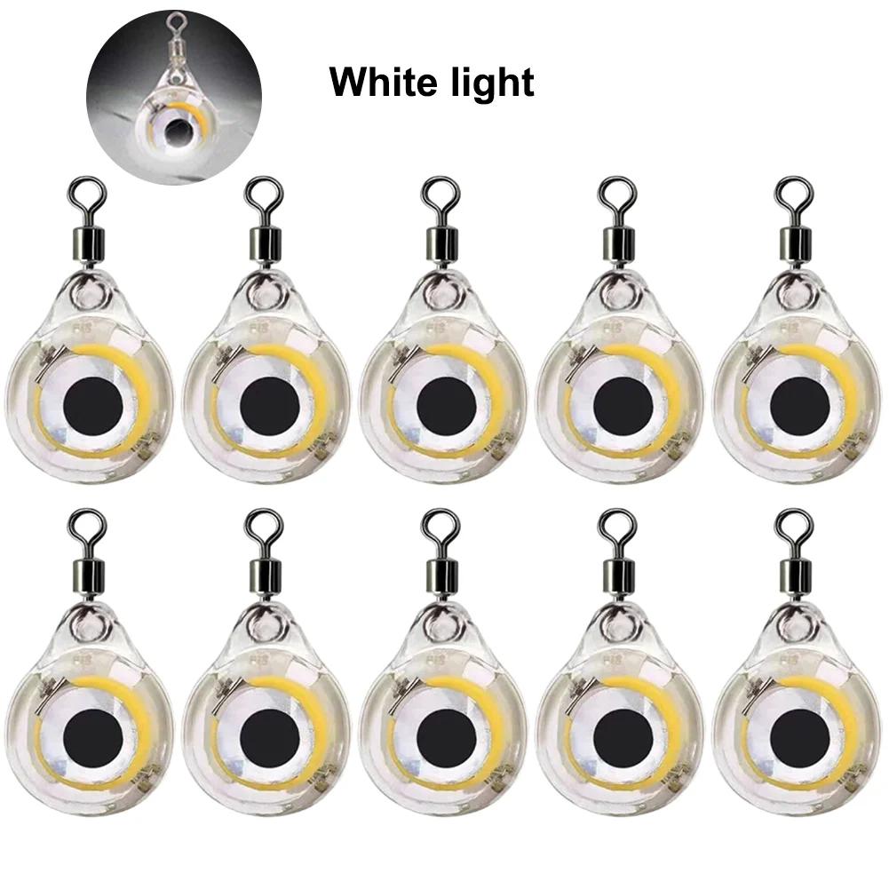 10-50Pcs Fishing Lure Light Mini Eye Shape Deep Drop Underwater Fishing Squid Fishing Bait Luminous Lure Attraction For Fishing