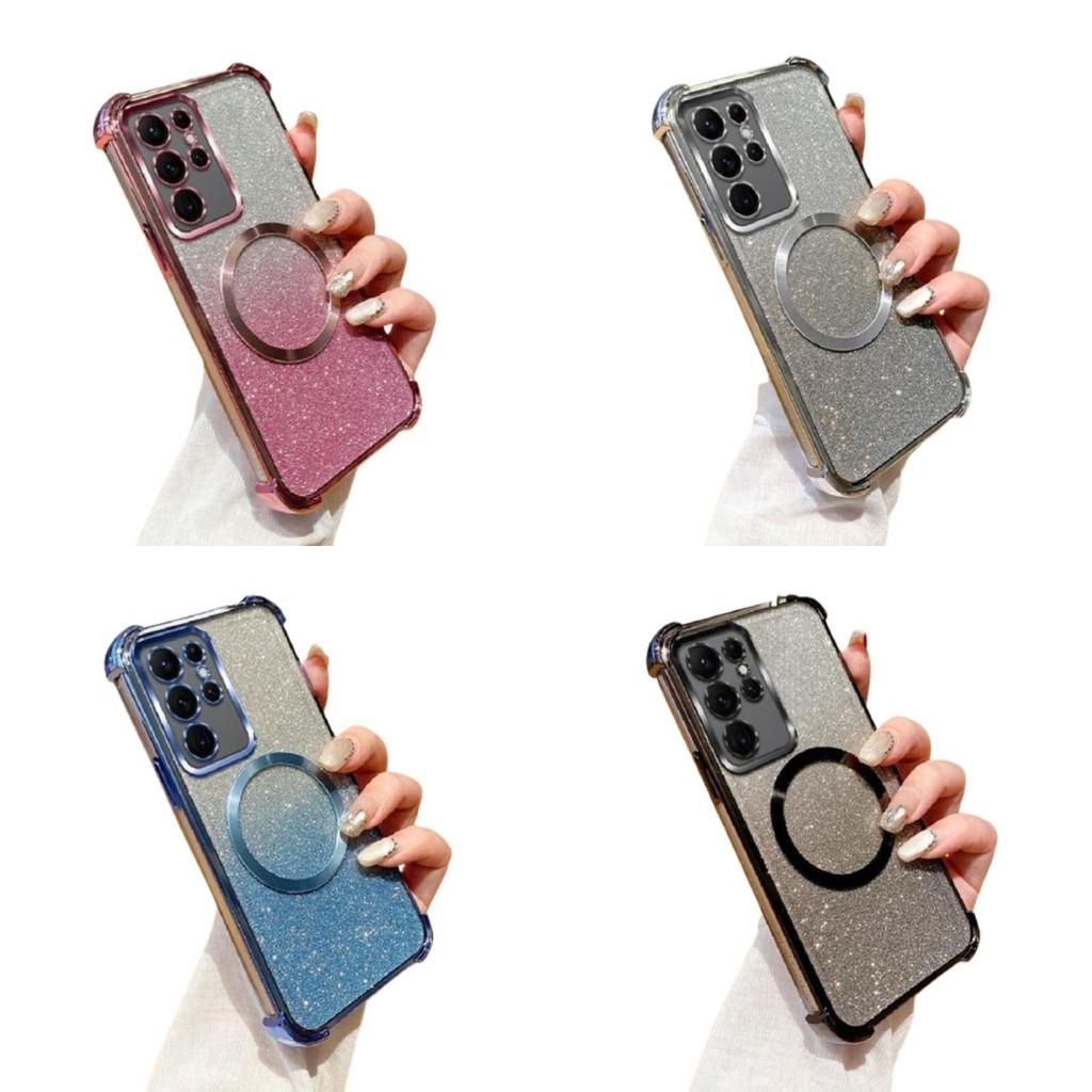 Galaxy Samsung For A06 Gradient Color Clear Shockproof Magnetic Ring Phone Case