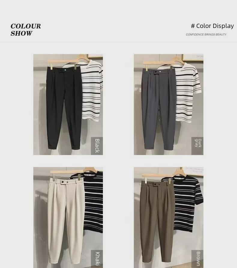 Trendige, kurze Haremshose im koreanischen Stil für Herren – vielseitiger, drapierter Anzug für Frühling und Sommer