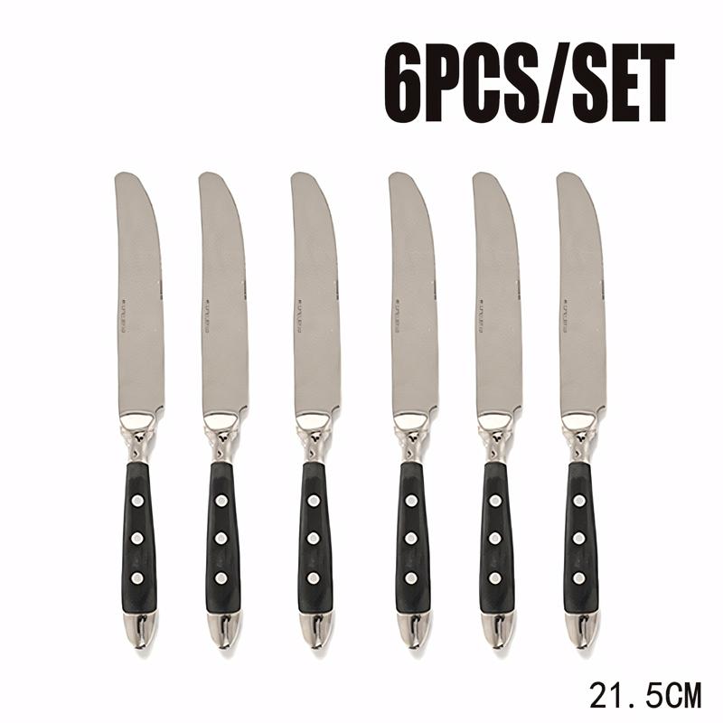 Black Western Stainless Steel Cutlery Sets Restaurant Knife Fork and Spoon Set Table Full Dining Service Steak Knife Teaspoon