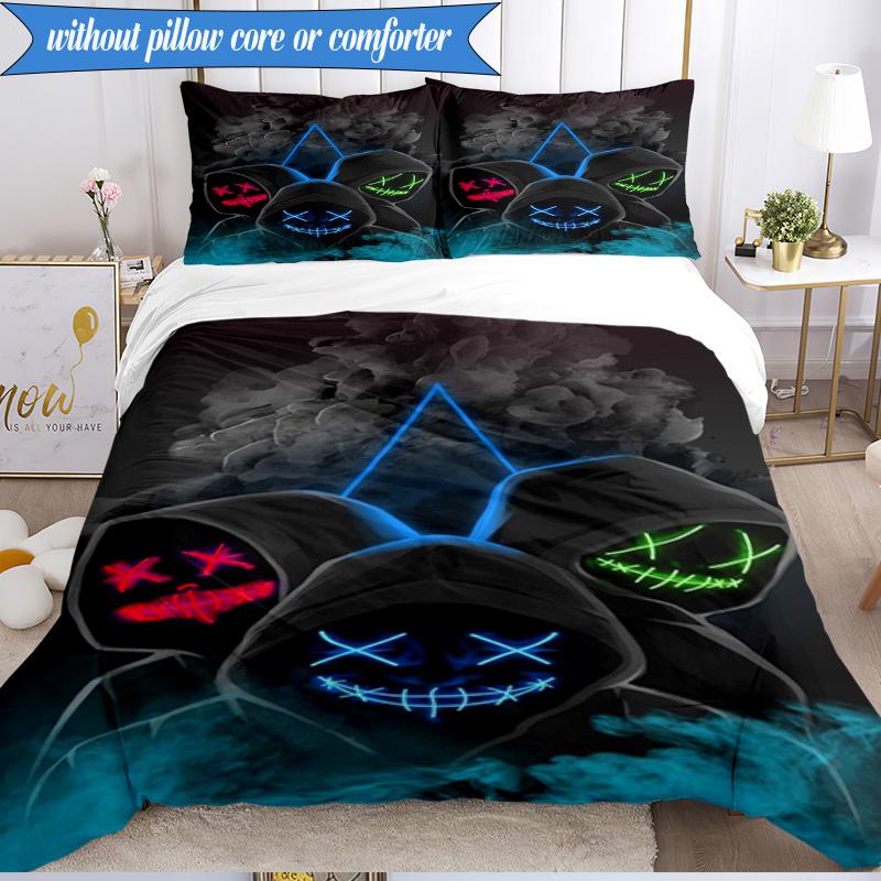 3PCS Cyberpunk Gaming Neon Bedding Set,Including 1pc Duvet Cover And 2pcs Pillowcases Perfect for Bedroom, Dormitory, Fan Christmas gift