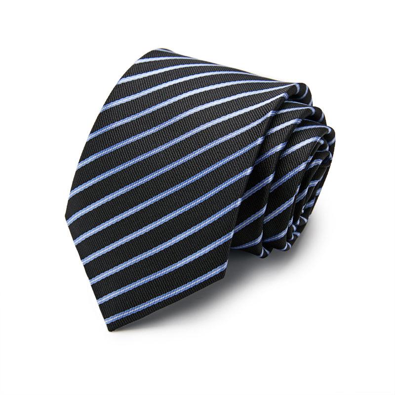 Men's 7.5cm Jacquard Polyester Striped Tie for Formal Business or Interviews