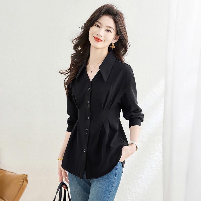 Women s Commuter Long Sleeve Pleated Lapel Shirt S
