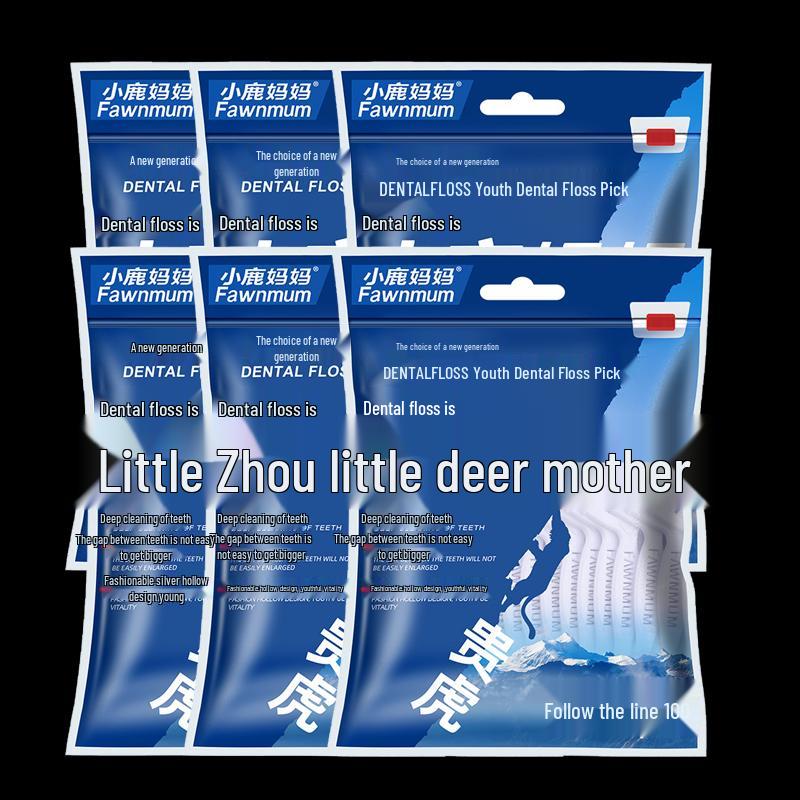Little Deer Mom Smooth Round Thread Dental Floss Picks (600 Count)