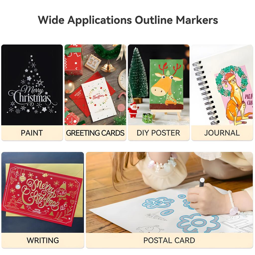 8/12/36/48 Color Double Line Outline Art Pen Marker Pen DIY Graffiti Outline Marker Pen Highlighter Scrapbook Diary Poster Card