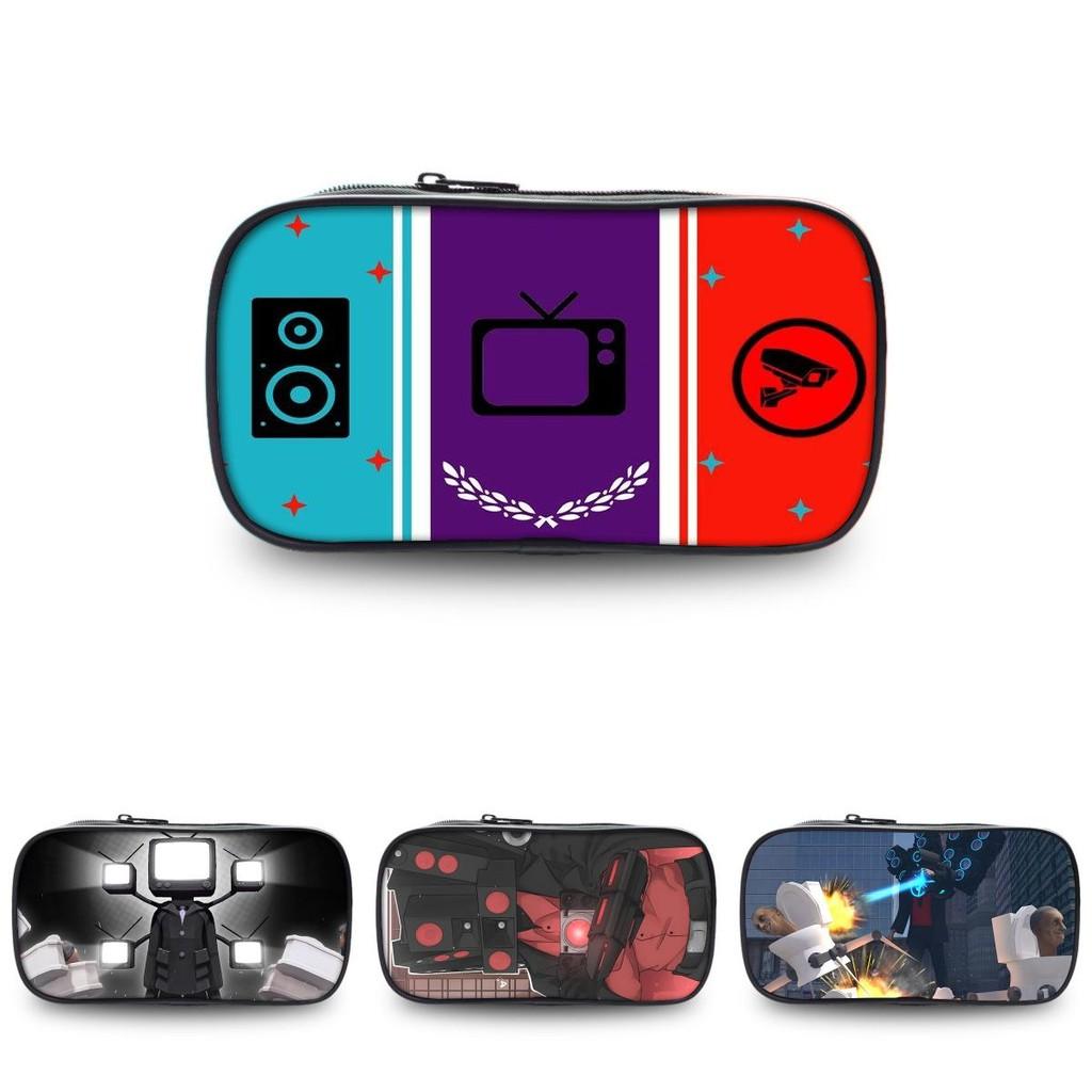 Trendy Skibidi Toilet Pencil Case Durable Polyester For Students Unisex Casual Style