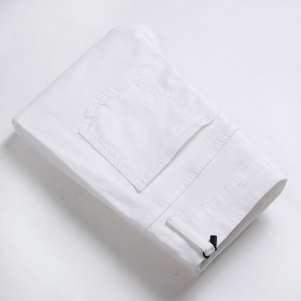 Men's Slim Fit Elastic White Jeans - Trendy Autumn/Winter Fashion